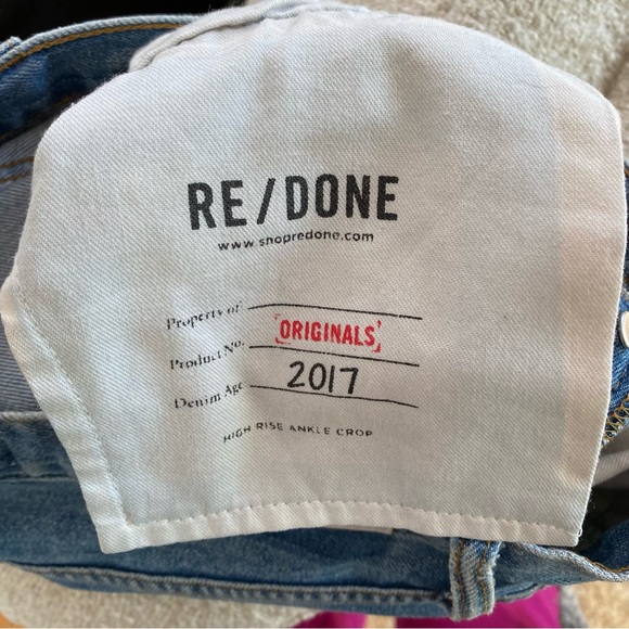 Redone Originals High Rise Ankle Crop Jeans in Comfort Stretch Denim - Picture 7 of 7
